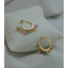 Handmade Irregular Tourmaline Diamond Round Earrings Elegant Circle Earrings 925 Sterling Silver For Women