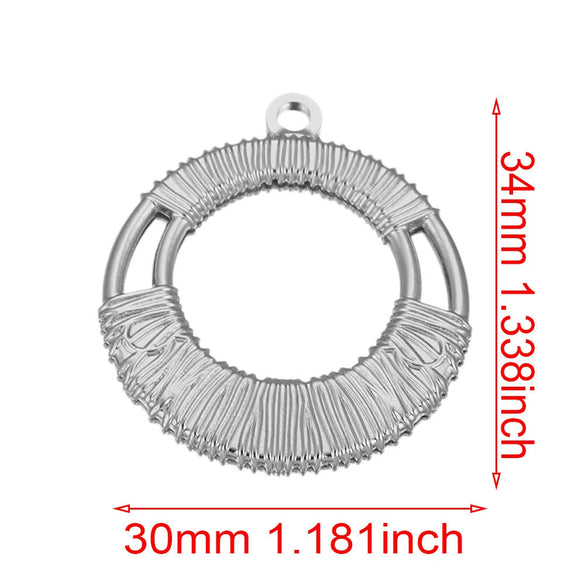 Handmade Jewelry Accessories Stainless Steel Round Pendant With Love Garland Design Electroplated