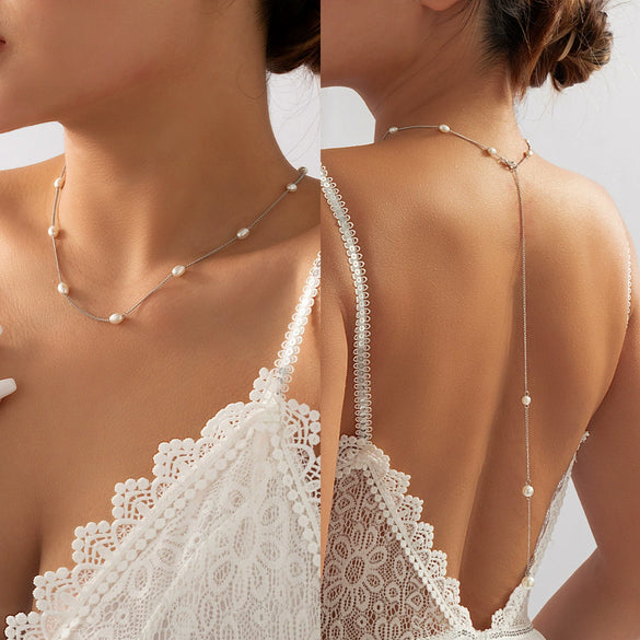 Handmade Jewelry Body Chain Geometric Imitation Pearl Plastic Resin Tassel Style For Female