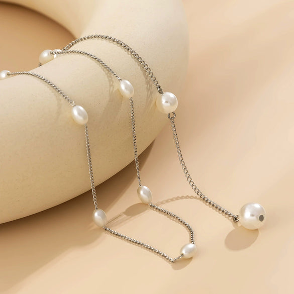 Handmade Jewelry Body Chain Geometric Imitation Pearl Plastic Resin Tassel Style For Female