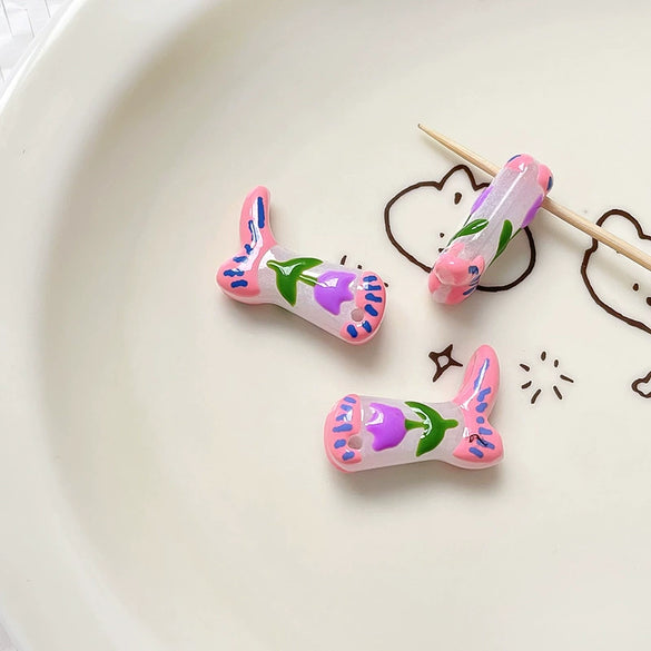 Handmade Jewelry Bracelet Necklace With Handpainted High Heels Shaped Glass Glazed Beads And Fuel Injection Processing