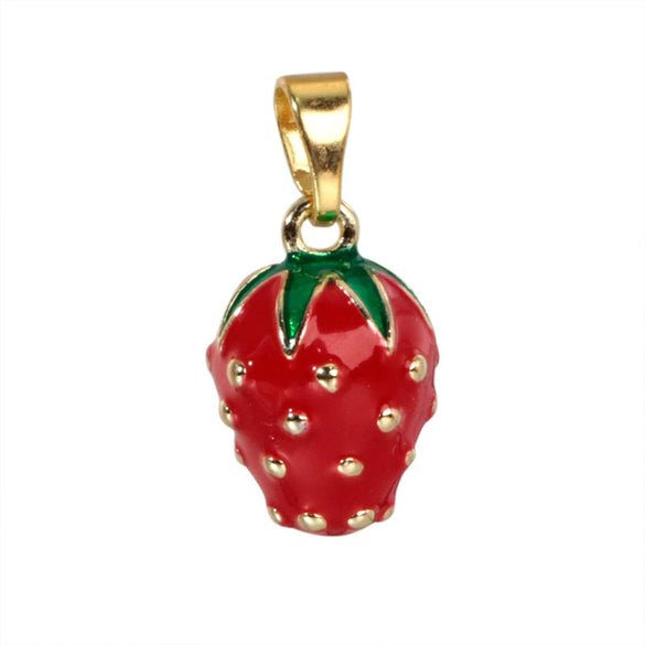 Handmade Lacquered Strawberry Fruit Shape Copper Jewelry Accessories Electroplated