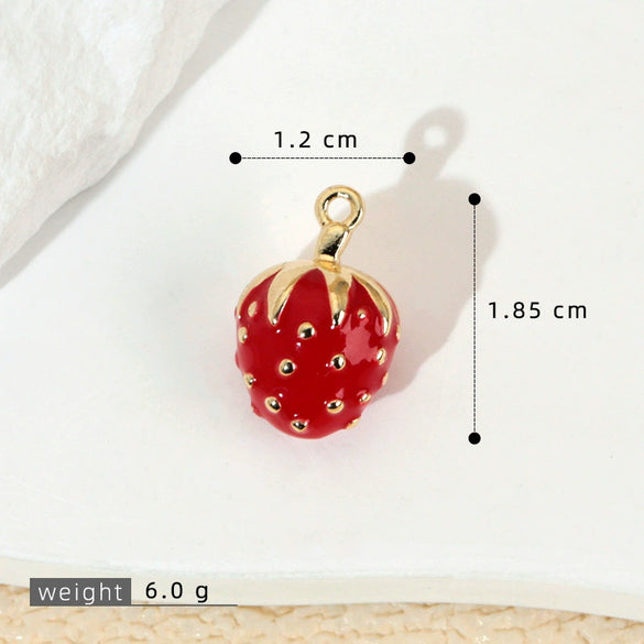 Handmade Lacquered Strawberry Fruit Shape Copper Jewelry Accessories Electroplated