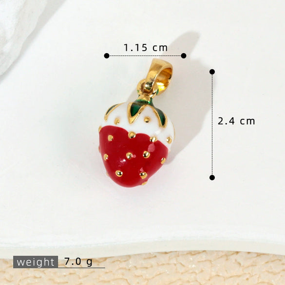 Handmade Lacquered Strawberry Fruit Shape Copper Jewelry Accessories Electroplated