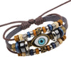 Handmade Leather Beaded Jewelry Bracelet With Animal Zodiac Pattern For Men