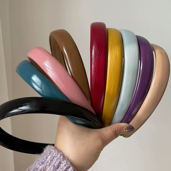Handmade Leather Hairband Retro Candy Color Elegant Women's Hair Accessory Headband Wholesale