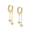 Handmade Light Luxury Women's Copper Plated Real Gold Sixpointed Star Zircon Tassel Earrings