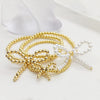 Handmade Metal Beaded Imitation Pearl Bow Women's Geometric Style Handwoven Bracelet