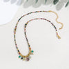 Handmade Mixed Color Tassel Natural Stone Nonfading Clavicle Chain Necklace For Women Stainless Steel Geometric Artificial Crystal