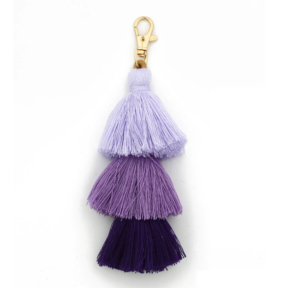 Handmade Multilayer Cotton Tassel Keychain With Butterfly Dragonfly Insect Pattern For Bag Pendant