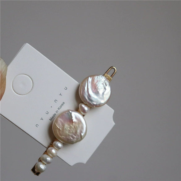 Handmade Natural Baroque Freshwater Pearl Bow Top Clip Hairpin Minimalist Retro Fashion Hair Accessory For Women
