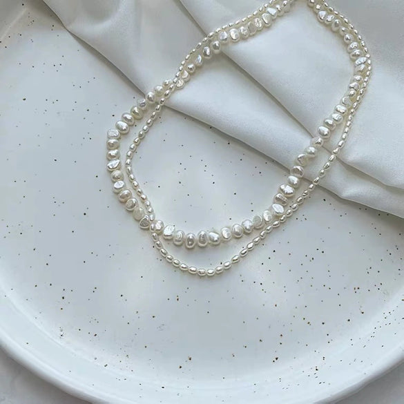 Handmade Natural Baroque Freshwater Pearl Clavicle Chain 18K Gold 14K Gold Filled Retro Short Neck Necklace