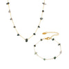 Handmade Natural Crushed Crystal Grass Green Necklace And Bracelet With Stainless Steel Chain And Electroplating