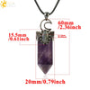 Handmade Natural Crystal Hexagonal Pyramid Pendant Necklace With Moonstone And Amethyst Ball Chain Unisex Jewelry