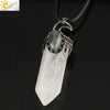 Handmade Natural Crystal Hexagonal Pyramid Pendant Necklace With Moonstone And Amethyst Ball Chain Unisex Jewelry