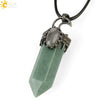 Handmade Natural Crystal Hexagonal Pyramid Pendant Necklace With Moonstone And Amethyst Ball Chain Unisex Jewelry