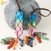 Handmade Natural Crystal Stone Pendant With Colorful Irregular Crystal Gravel And Long Column Decorative Jewelry