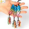 Handmade Natural Crystal Stone Pendant With Colorful Irregular Crystal Gravel And Long Column Decorative Jewelry