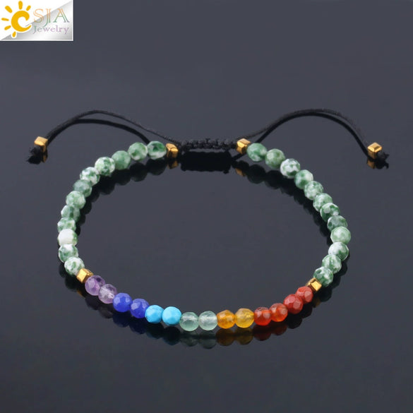 Handmade Natural Crystal Woven Bracelet Diamond Cut Ring Accent Simple Bohemian Style Unisex Bracelet