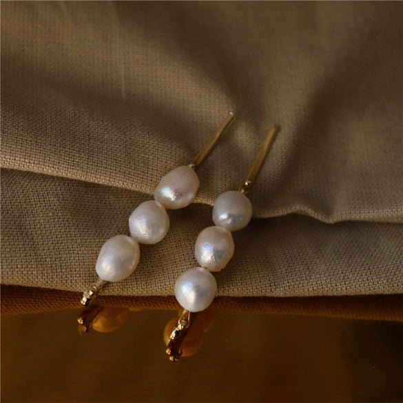 Handmade Natural Freshwater Baroque Pearl Women's Hair Clip