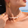 Handmade Natural Freshwater Cultured Pearl Necklace With French Baroque Style Electroplated Stainless Steel Chain Geometric Shape