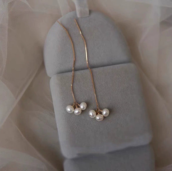 Handmade Natural Freshwater Pearl Earrings Near Circle Shape For Women