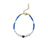 Handmade Natural Pearl And Lapis Lazuli Stone Bracelet With Letters Numbers Text Pattern For Women