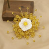 Handmade Natural Pearl Retro Geometric Snowflake And Sunflower Brooch For Women