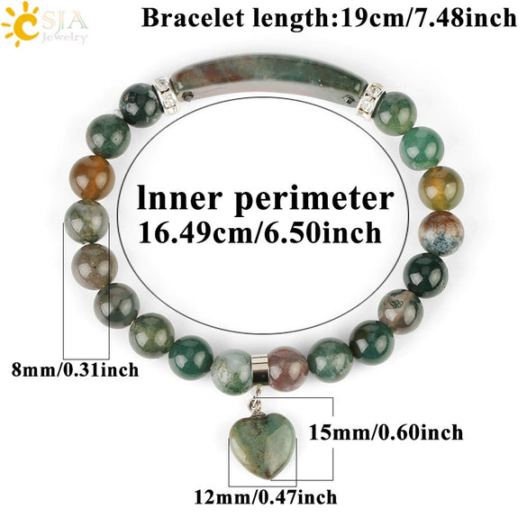 Handmade Natural Stone Agate Heart Bracelet Minimalist Unisex Bracelet Personality Style Jewelry