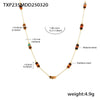 Handmade Natural Stone Beaded Necklace And Bracelet With Stainless Steel Light Luxury Niche Design Electroplated