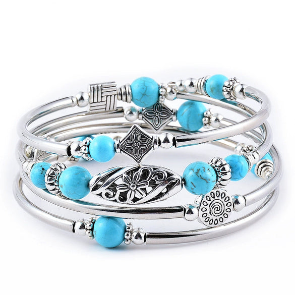 Handmade Natural Stone Beaded Wrap Bracelet Geometric Multilayer Bracelet For Women And Unisex