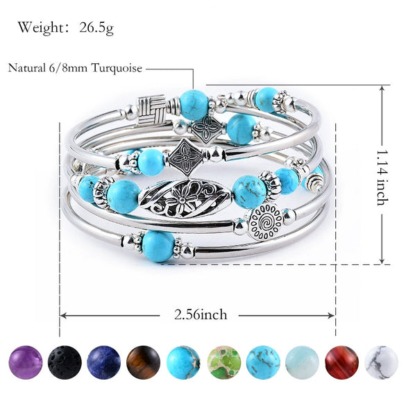Handmade Natural Stone Beaded Wrap Bracelet Geometric Multilayer Bracelet For Women And Unisex