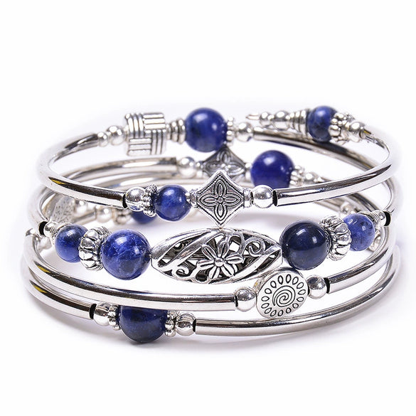 Handmade Natural Stone Beaded Wrap Bracelet Geometric Multilayer Bracelet For Women And Unisex