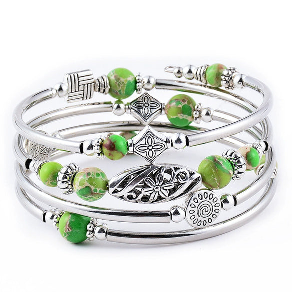 Handmade Natural Stone Beaded Wrap Bracelet Geometric Multilayer Bracelet For Women And Unisex