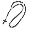 Handmade Natural Stone Obsidian Cross Pendant Rosary Necklace Casual Unisex Jewelry For Men And Women