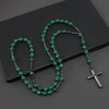 Handmade Natural Stone Obsidian Cross Pendant Rosary Necklace Casual Unisex Jewelry For Men And Women