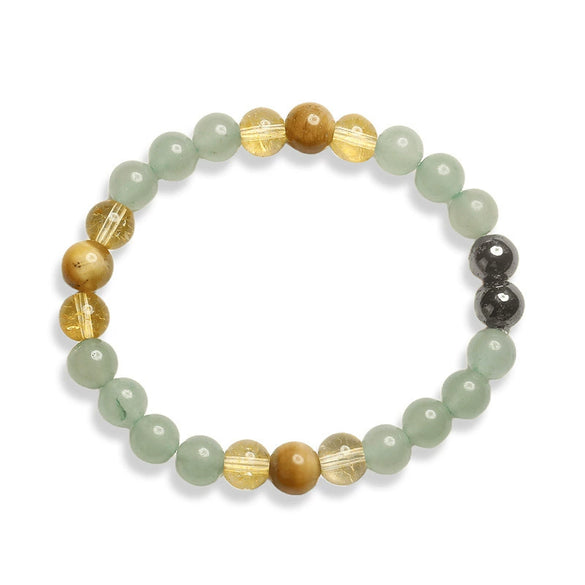 Handmade Natural Tiger Eye Stone Beaded Bracelet Geometric Style Unisex
