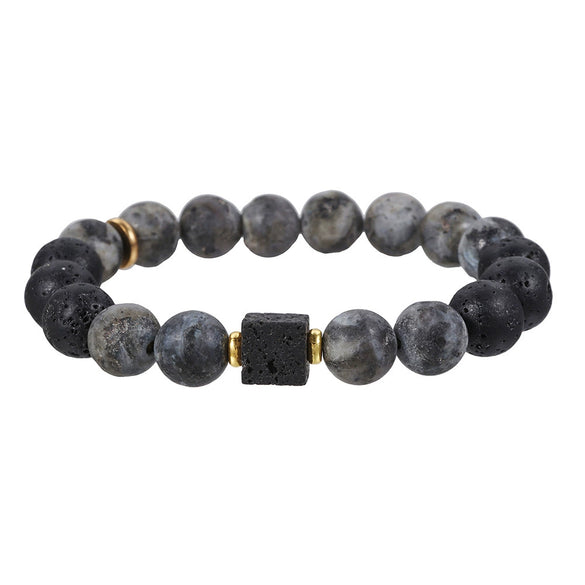 Handmade Natural Volcanic Stone Beads Bracelet Unisex Retro Style
