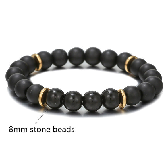 Handmade Natural Volcanic Stone Beads Bracelet Unisex Retro Style