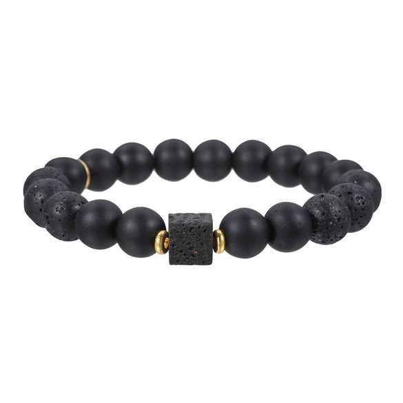 Handmade Natural Volcanic Stone Beads Bracelet Unisex Retro Style