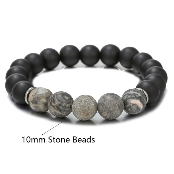 Handmade Natural Volcanic Stone Beads Bracelet Unisex Retro Style
