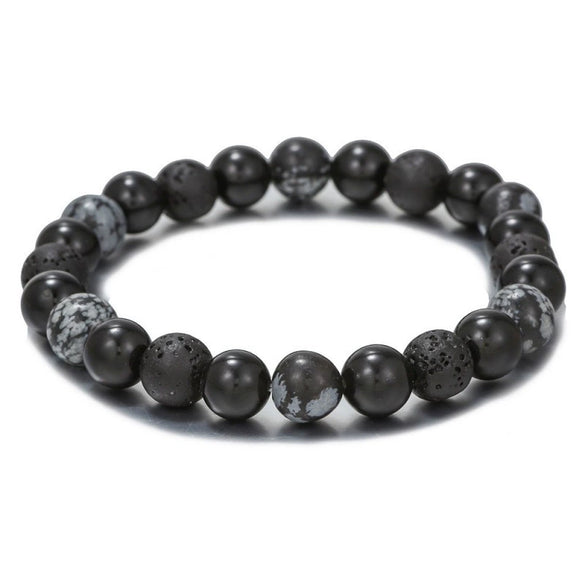 Handmade Natural Volcanic Stone Beads Bracelet Unisex Retro Style