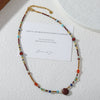 Handmade Niche Geometric Spotted Stone Shell Egg Yolk Stainless Steel Copper Clavicle Chain Necklace