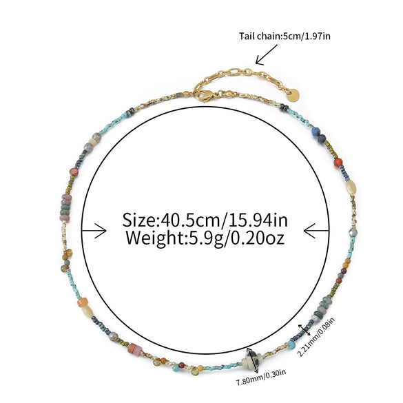 Handmade Niche Geometric Spotted Stone Shell Egg Yolk Stainless Steel Copper Clavicle Chain Necklace
