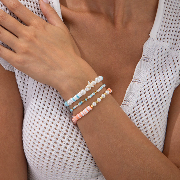 Handmade Niche Geometric Star Imitation Pearl Bracelet For Women