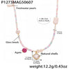 Handmade Oil Drop Flower Agate Abacus Beaded Clavicle Necklace For Girls Stainless Steel With Electroplating Geometric Shape