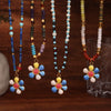 Handmade Oil Drop Flower Agate Abacus Beaded Clavicle Necklace For Girls Stainless Steel With Electroplating Geometric Shape