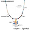 Handmade Oil Drop Flower Agate Abacus Beaded Clavicle Necklace For Girls Stainless Steel With Electroplating Geometric Shape