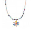 Handmade Oil Drop Flower Agate Abacus Beaded Clavicle Necklace For Girls Stainless Steel With Electroplating Geometric Shape