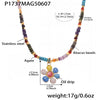 Handmade Oil Drop Flower Agate Abacus Beaded Clavicle Necklace For Girls Stainless Steel With Electroplating Geometric Shape